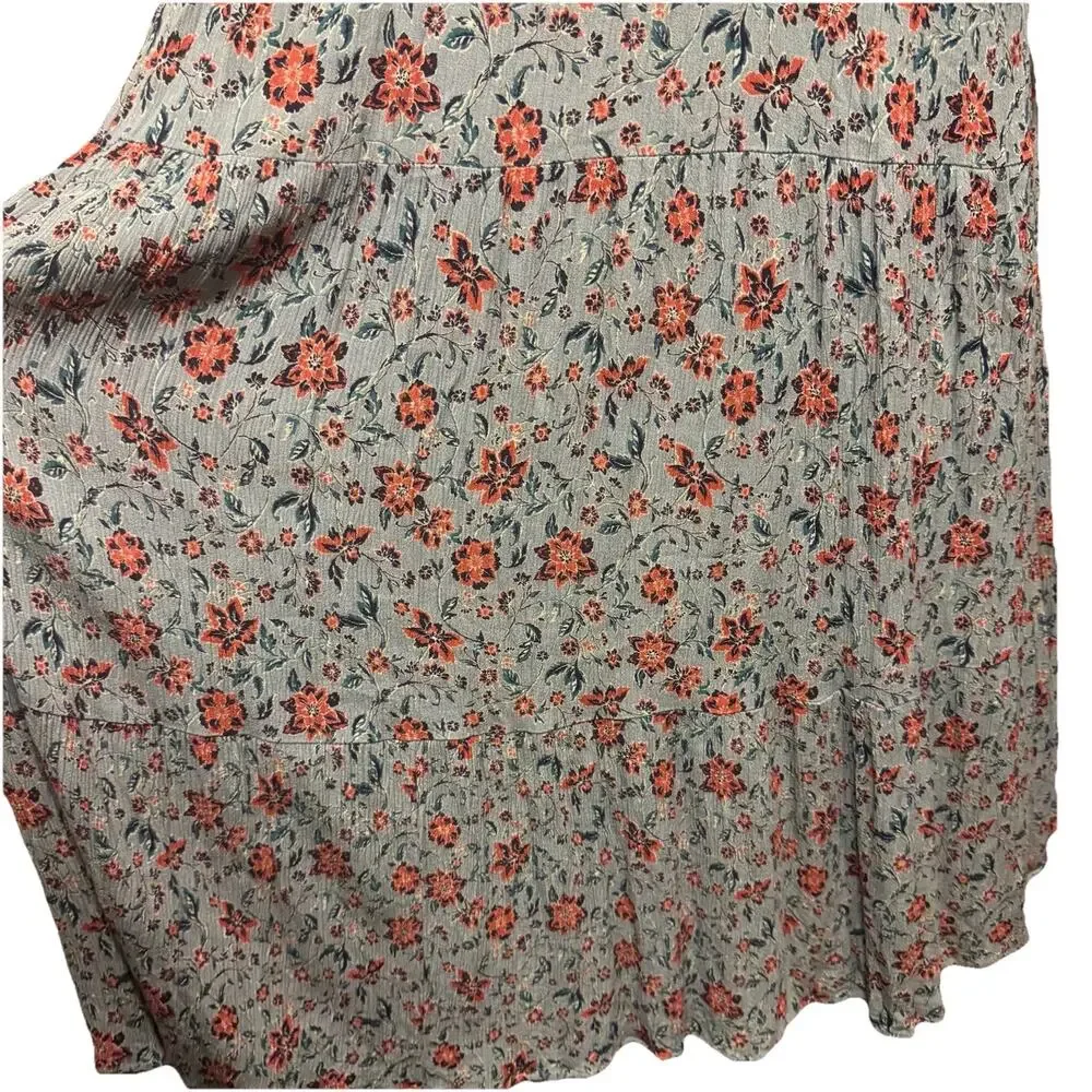 Easel Dress Large Womens Tiered Crinkle Maxi Cottagecore Boho Lavendar Grayish - Picture 3 of 11